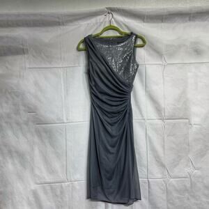 Adrianna Papell Gray Sequin Cocktail Dress Sz 4